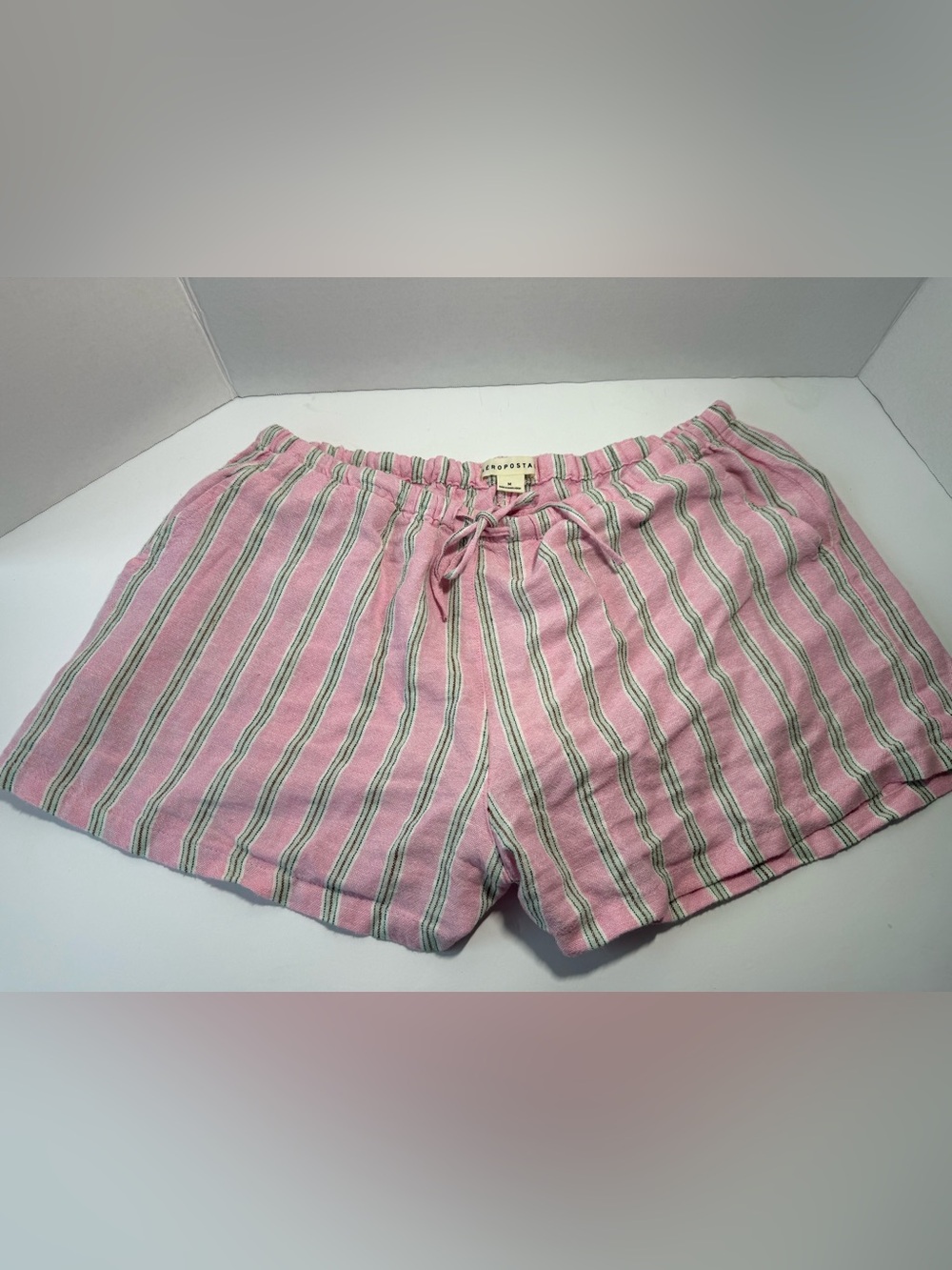 Aeropostale Pink Stripe Drawstring Shorts Size M